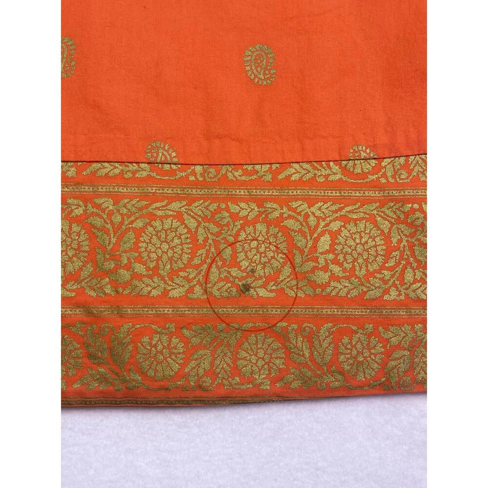 Maeve Anthropologie Orange Gold Indian Paisley 100% Cotton Mini Dress Size 0 - Picture 12 of 12